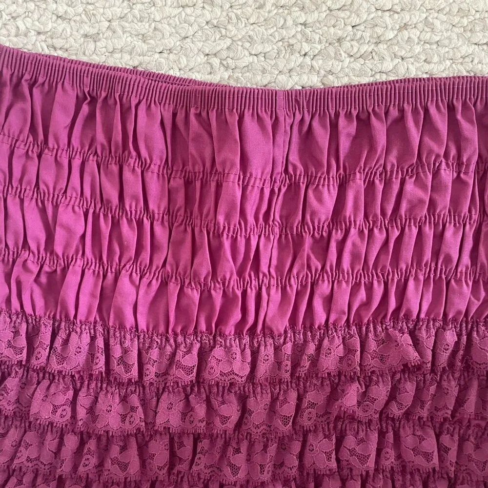 Vintage Malco Modes Ruffle Bloomers Fuchsia Lace Pettipants - Sz Large - Picture 7 of 9